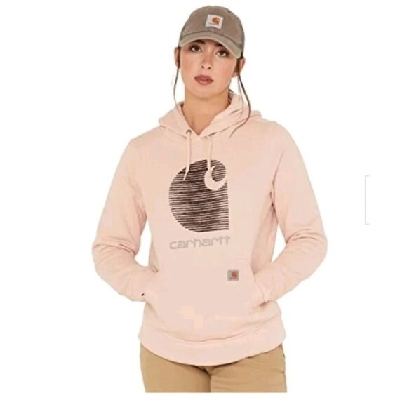 Carhartt Rain Defender Relaxed Fit Logo Hoodie Womens Size M Outdoor Chore Work - Picture 1 of 6